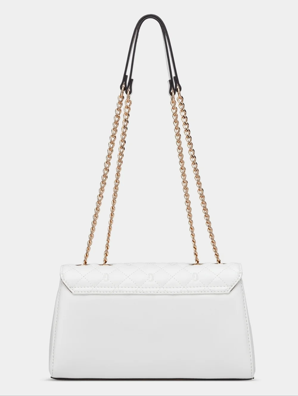 Guess Quilted White Shoulder Bag with Gold Chain Strap